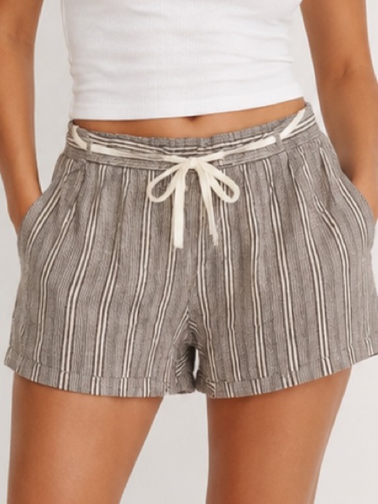 Lane Bryant Pants - Lane Bryant Striped Linen-Blend Drawstring Shorts 14-16